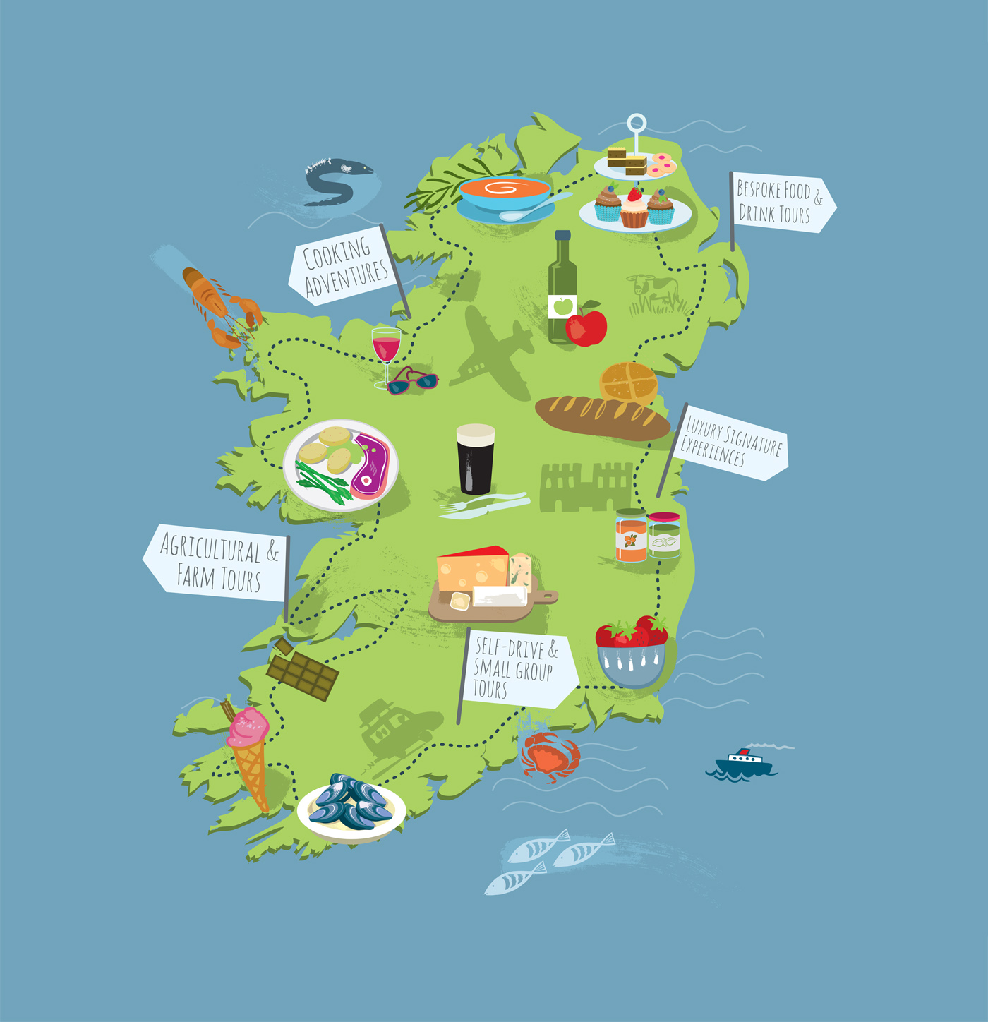 Illustrated food map of Ireland
