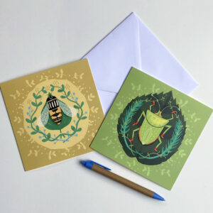 Hoverfly & Shieldbug Insect greeting card