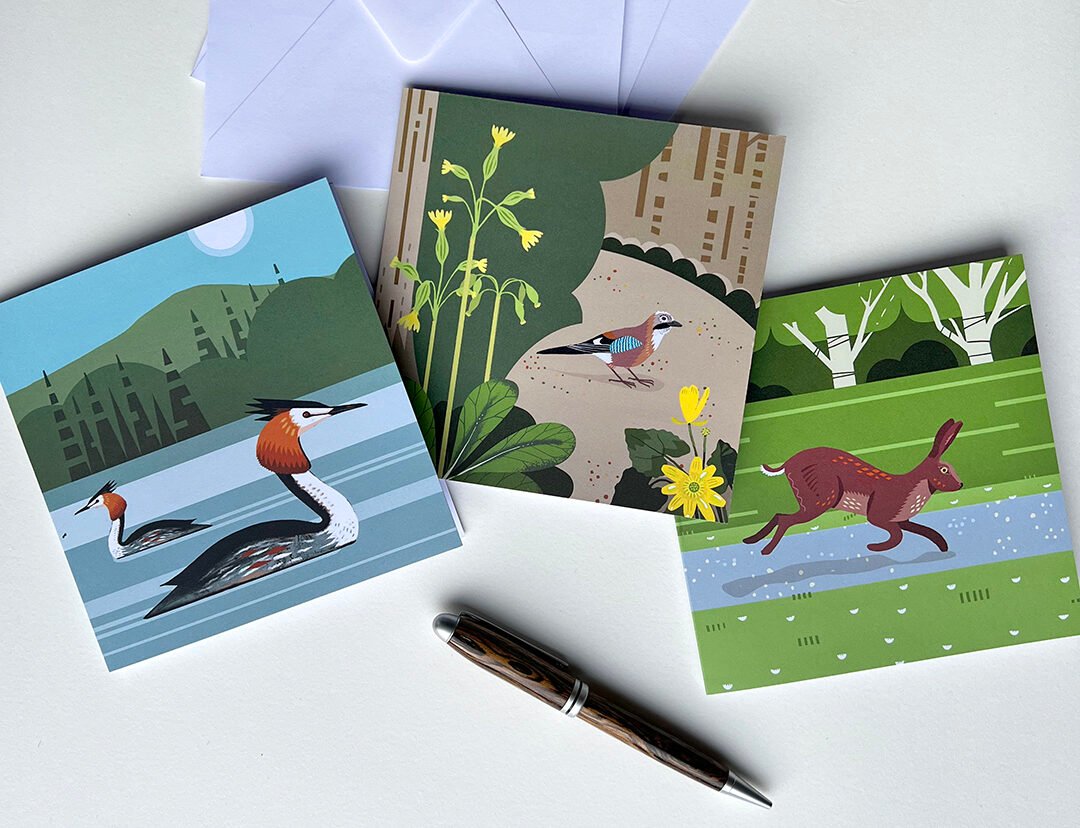 Forest Glade illustrated greeting cards.